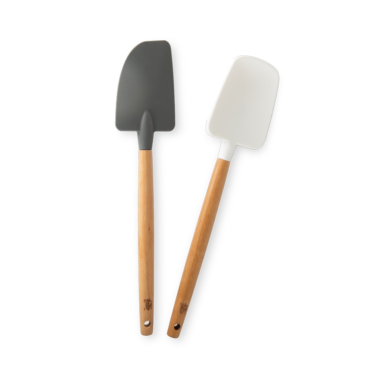 DOCOSS- Pack of 2-Wooden Spatula For Non Stick Pan /Silicone Spatula F