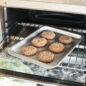 Compact sheet with baked cookies in toaster oven