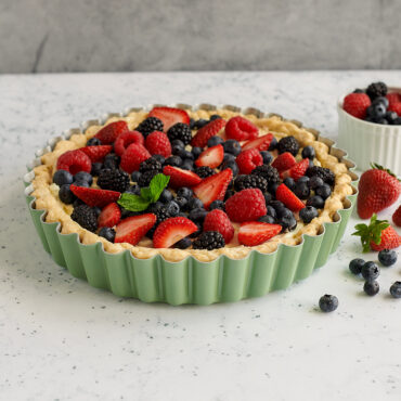 Angled baked fruit tart in Quiche and Tart Pan