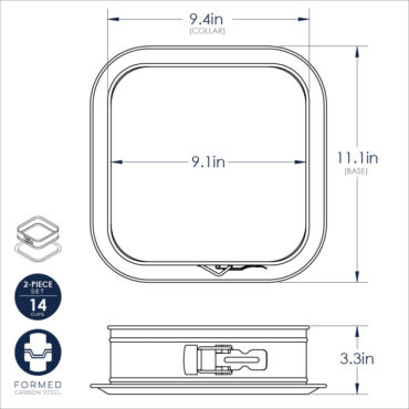 Square Springform Pan Dimensional Drawing Image