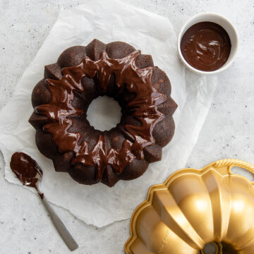 Double Chocolate Bundt Cake with Espresso Chocolate Glaze