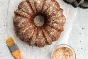 Baked Cinnamon Cake Mix with Cinnamon sugar coating