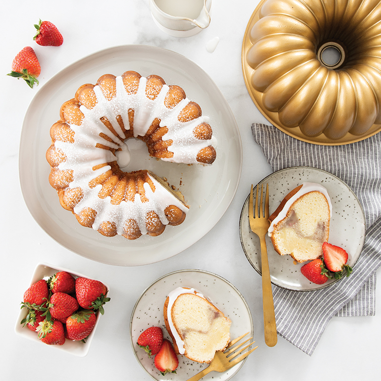 Strawberry Swirl Vanilla Bundt Cake - Nordic Ware