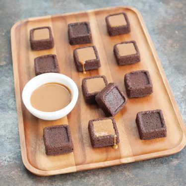 Espresso Brownie Bites with Caramel Sauce