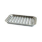 Side image of a broiling set featuring a ribbed broiling rack and a multi-purpose baking/drip pan.