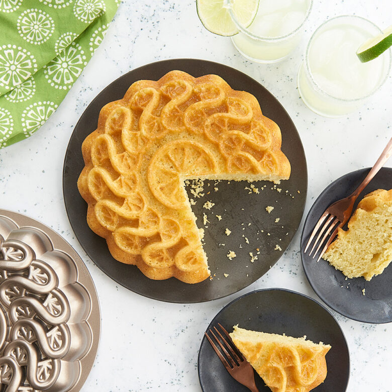  Image of baked Margarita Cake with Tequila Lime Glaze in a table scene