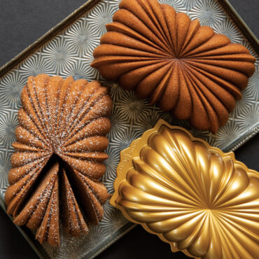 Two Baked Fluted Loaf Cakes with Fluted Loaf Pan