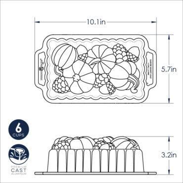 Dimensional Drawing of the Harvest Bounty Loaf Pan