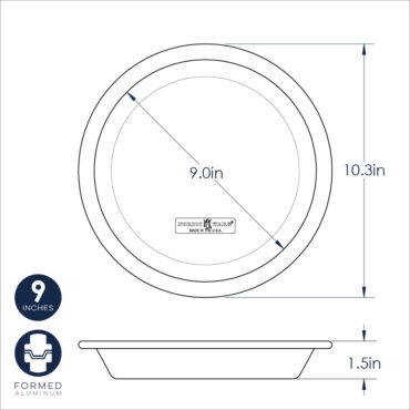 9" Pie Pan dimensional drawing