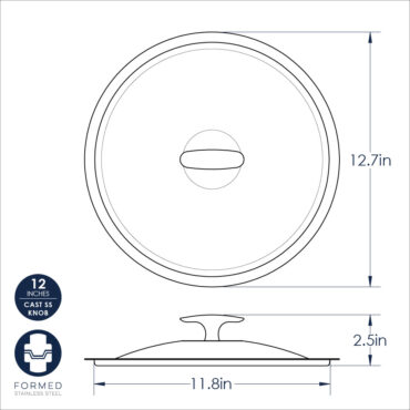 12" Basalt Lid dimensional drawing