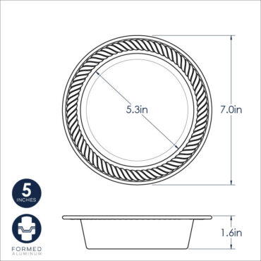 Pie pan dimensional drawing