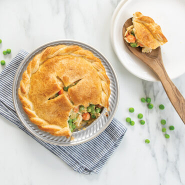 chicken pot pie in pie pan