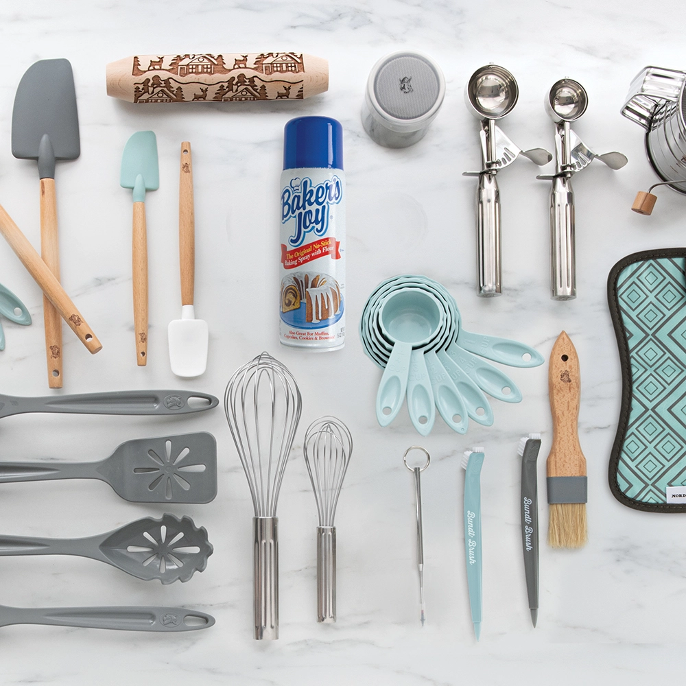 Overhead image of Nordic Ware's Accessory Collection on surface