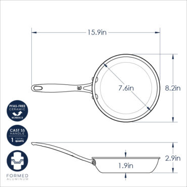 8" Saute Skillet dimensional drawing