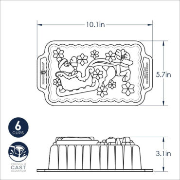 Santa Sleigh Loaf Pan Dimensional Drawing