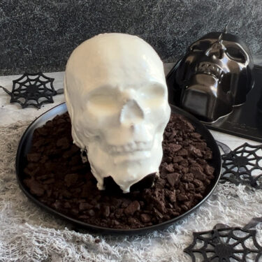 Dark Chocolate Cookies and Cream Skull Cake