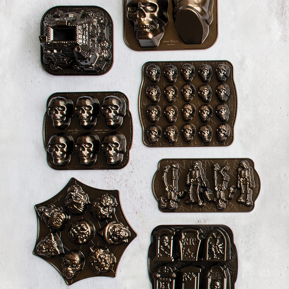 Overhead image of Halloween Bakeware Pans on surface